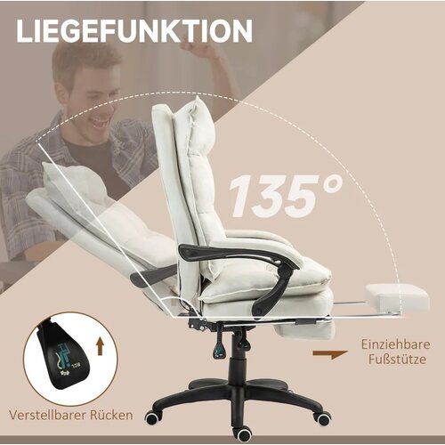  Ergonomska uredska masažna stolica krem bijela Slike