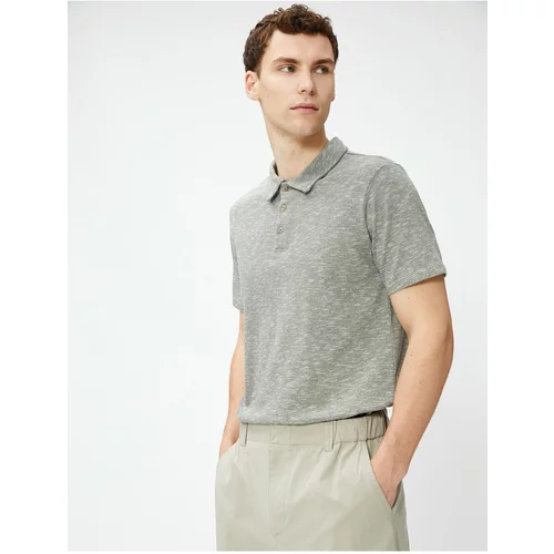 Koton Polo Neck T-shirt with Buttons, Short Sleeves