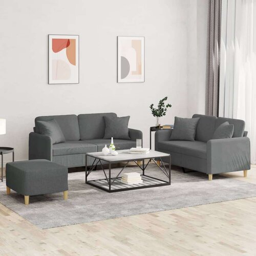  3-dijelni set sofa s jastucima tamnosivi od tkanine Cijene