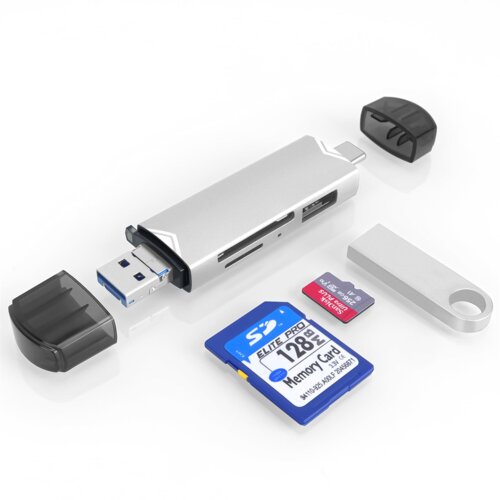 Venisymlis Bralnik kartic OTG iz aluminija - USB3.0 za SD/TF (biserno srebrna), (22105467) Slike