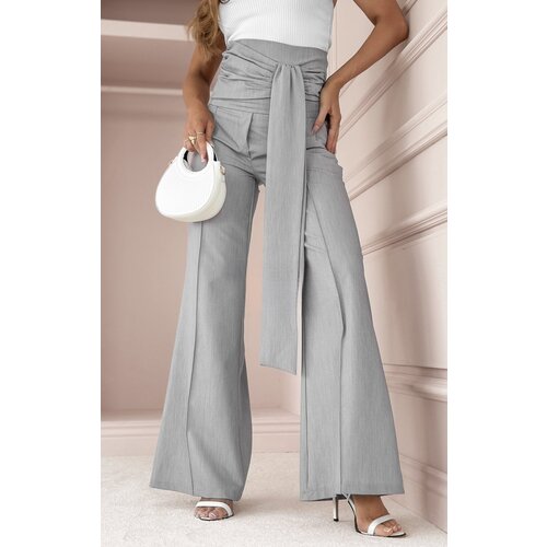 Beloved Antonia hlače z visokim pasom sive Cene