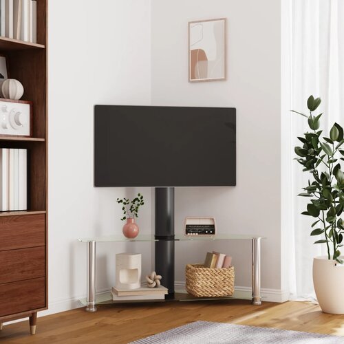 VidaXL Kotno TV stojalo 2-nadstropno za 32-70&amp;quot; črno in srebrno Slike