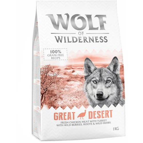 Wolf of Wilderness 3 + 1 gratis! 4 x 1 kg - Great Desert - puretina