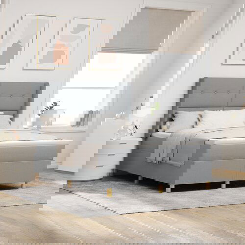 VidaXL Box Spring Krevet s Madracem Svjetlosiva 140x200 cm Tkanina Slike