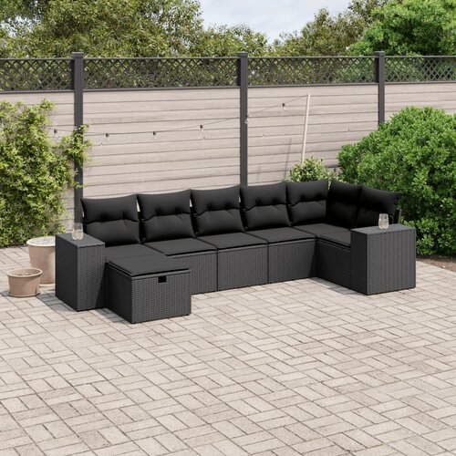 vidaXL 7-dijelni set vrtnih sofa od poliratana s jastucima crni Cijene
