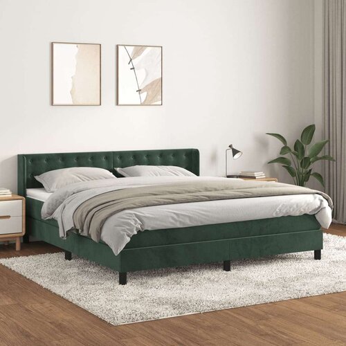 vidaXL Box spring postelja z vzmetnico temno zelena 180x200 Cene