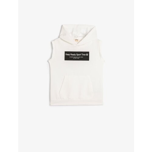 Koton Hooded T-Shirt Sleeveless Kangaroo Pocket Printed Cene
