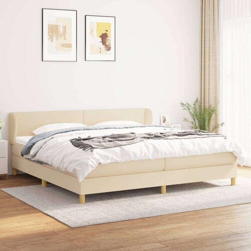  Box spring postelja z vzmetnico krem 200x200 cm blago, (20897614) Slike