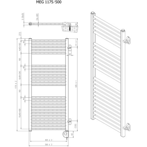  vertaduro - kupatilski radijator sa termostatom meg 600W 118x50 cm bela Slike