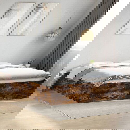  The Living Store Posteljni okvir dimljeni hrast 150x200 cm inženirski les - Posteljni Okvir, (21499984) Cene