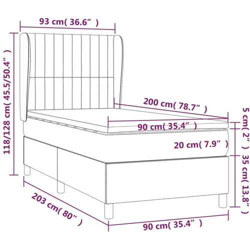 Box spring krevet s madracem tamnosivi 90x200 cm bar&amp;scaron;unasti Slike