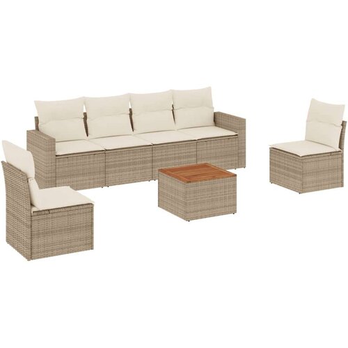 vidaXL 7-dijelni set vrtnih sofa od poliratana s jastucima bež Cijene