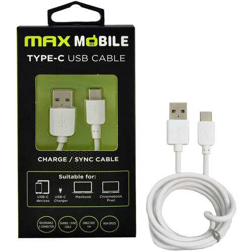 Maxmobi Kabel USB 2,0 type C, 1 m, bijeli Cijene