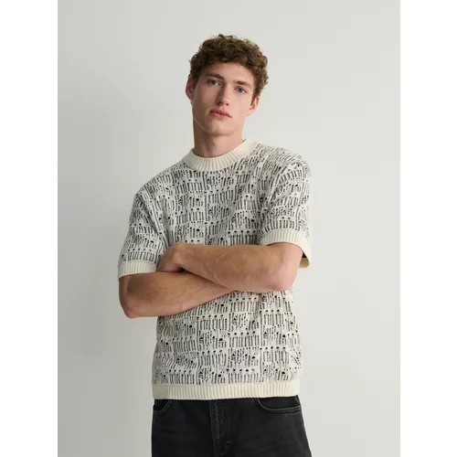 Reserved - Džemper od teksturiranog pletiva - bijela