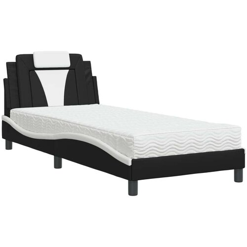  Krevet s madracem crno-bijeli 80 x 200 cm od umjetne kože Slike