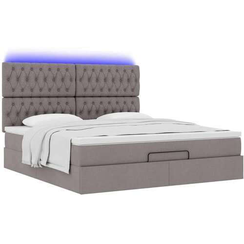 VidaXL otomanski krevet s madracem i led smeđesivi 160x200cm tkanine Slike