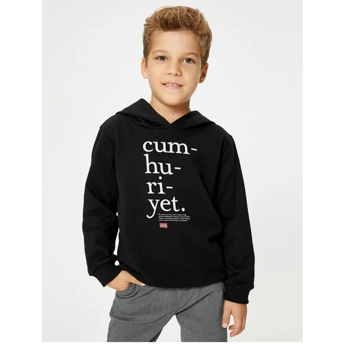 Koton Hooded Sweatshirt Cumhuriyet Lûgat365 Licensed Long Sleeve Raised