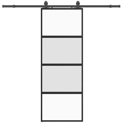  Klizna vrata s priborom crna 76 x 205 cm kaljeno staklo Slike