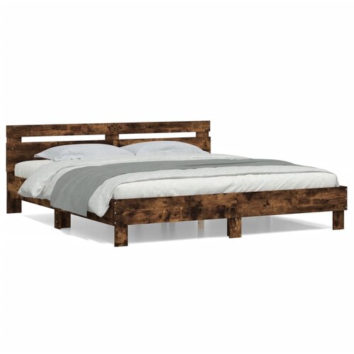 VidaXL Okvir za krevet s uzglavljem boja hrasta 200x200 cm drveni Slike