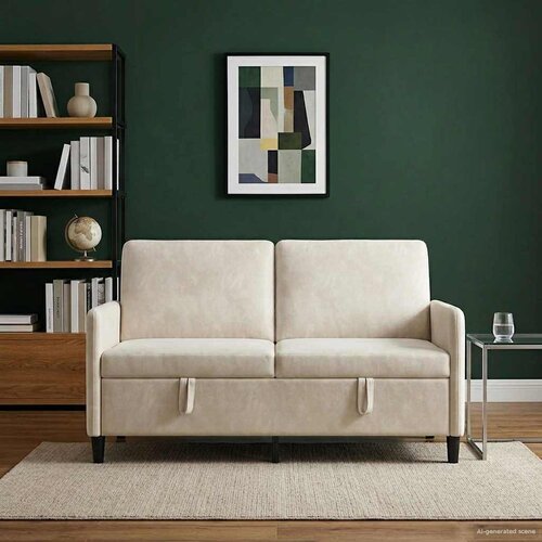 SOFA s pohranom Krem 152 x 78 x 87 cm Poliester Slike