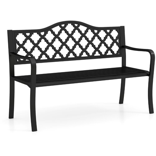 Costway Črna kovinska vrtna klop za 2 osebi 128 x 54 x 89 cm, (5000007136) Cene