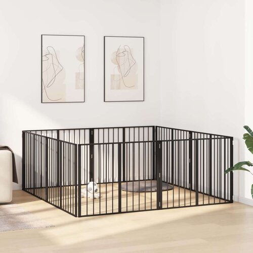  Vrata za pse 8 pcs Crna 100 x 80 cm Cinkani čelik Cene