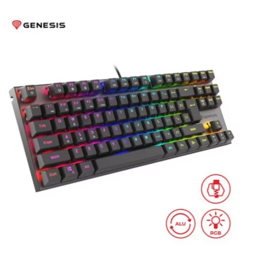 Genesis Gaming tipkovnica THOR 303 TKL, mehanska, RGB LED osvetlitev, Anti-Ghosting, F1 - F12, aplikacija, črna