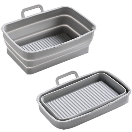 INF Zložljiv kvadratni silikonski kalup Air Fryer 19,5x12,7x7 cm Grey, (21247948) Slike