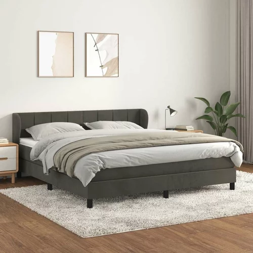  Box spring postelja z vzmetnico temno siva 160x200 cm žamet, (20895034)