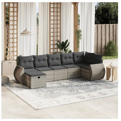 vidaXL 7-dijelni set vrtnih sofa svjetlosivi od poliratana Cijene