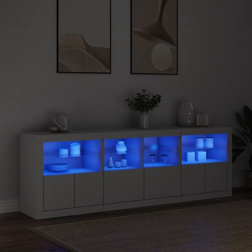 The Living Store Komoda z LED diodami bela 202x37x67 cm - Komoda, (21661025) Slike