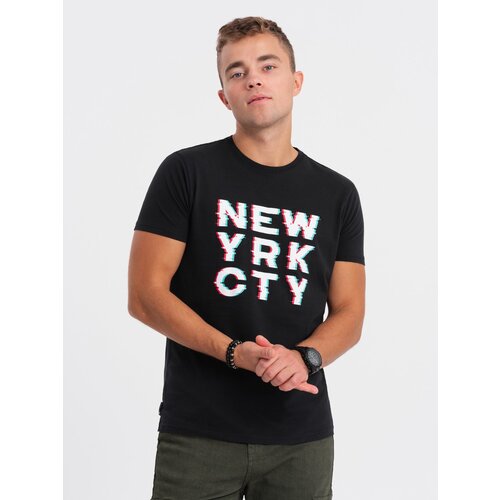 Ombre Men's printed cotton t-shirt - black Cijene