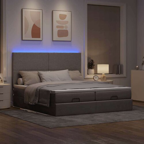 VidaXL Otomanski okvir kreveta s madracima smeđesivi 180x200cm tkanine Slike