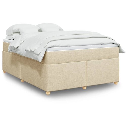VidaXL Krevet s oprugama i madracem krem 140x200 cm od tkanine Slike