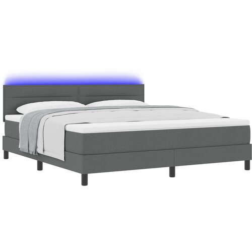 vidaXL Box Spring postelja z vzmetnico & LED temno siva 180x200 cm tkanina Cene