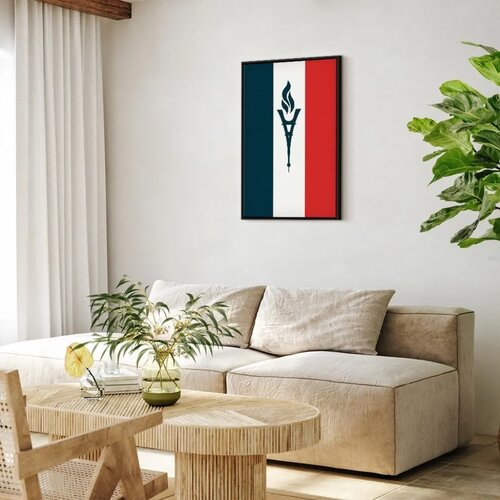  Slika - Torch Against the Backdrop of the French Flag 60x90 U crnom drvenom okviru Slike