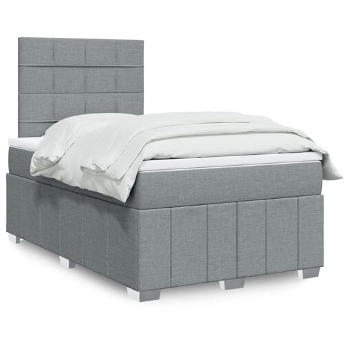 vidaXL Boxspring postelja z vzmetnico svetlo siva 120x190 cm blago Cene