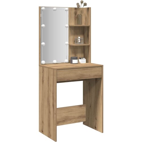  Toaletni stolić s LED svjetlima boja hrasta artisan 60x40x140cm Cijene