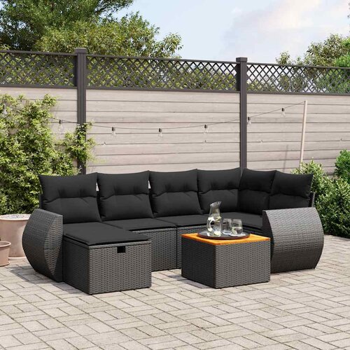  7-dijelni set vrtnih sofa od poliratana s jastucima crni Crna 70 x 62.5 x 69 cm Cene