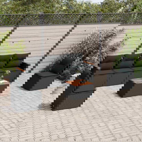 vidaXL 7-dijelni set vrtnih sofa od poliratana s jastucima crni Cijene