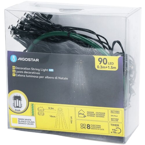 Aigostar LED spolja&amp;scaron;nji božićni lanac 90xLED/8 funkcija 3xAA 1,5m IP44 toplo belo Slike