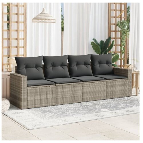 vidaXL 4-dijelni set vrtnih sofa s jastucima svijetlosivi poliratan Cijene
