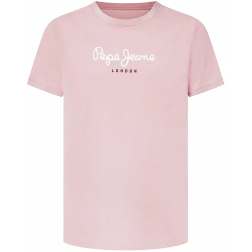 PepeJeans Majica 'EGGO' tamno smeđa / roza / bijela