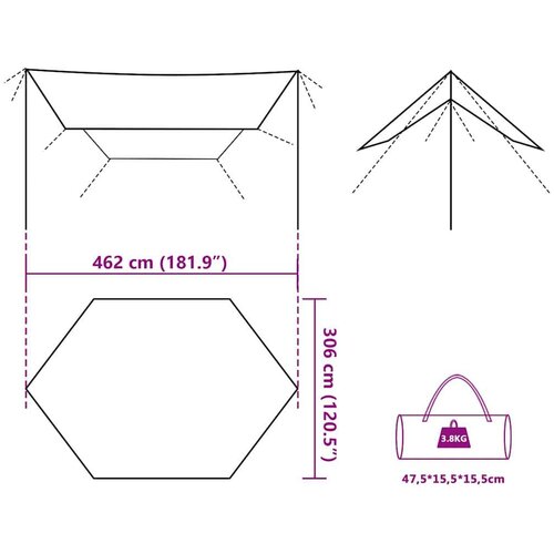 VidaXL Cerada za kampiranje smeđa 462x306x211 cm vodootporna Slike