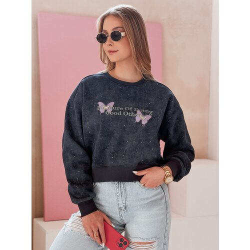 DStreet Bluza damska oversize tie-dye w motyle SPARKI granatowa Cene