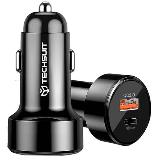  Techsuit - vrhunski auto punjač (CAPD028) - USB-A QC 3.0 i USB-C 38 W - crni Cijene