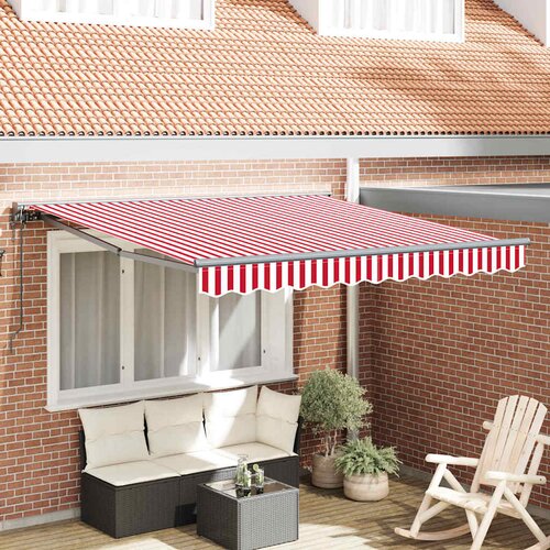 vidaXL retraktilna tenda rdeča in bela črta 350x250 cm Cene
