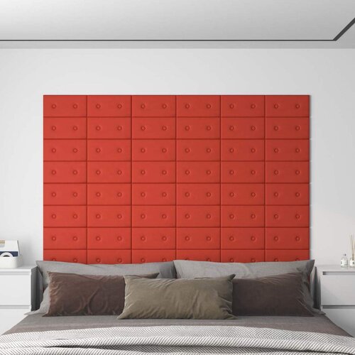  Zidna uzglavlja 12 pcs Crvena 30 x 15 cm Lažna koža Cijene