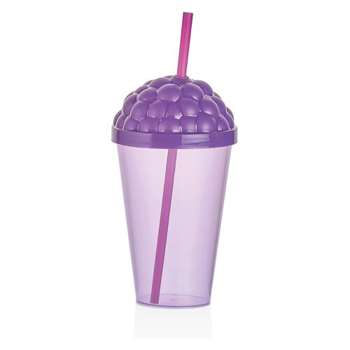 QLUX ča&amp;scaron;a sa slamkom 450ml L-00915 borovnica Slike