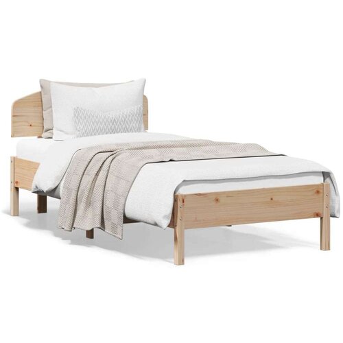  Posteljni okvir z vzglavjem 100x200 cm trdna borovina Slike